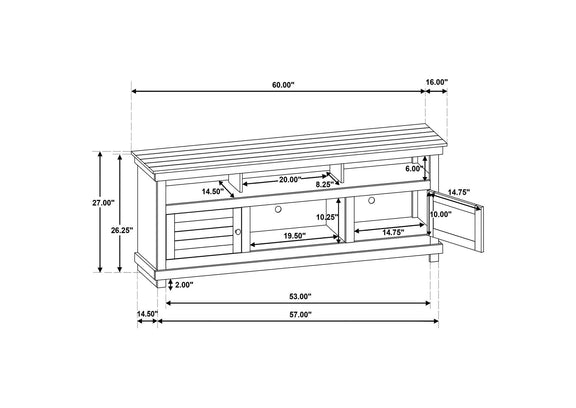710052 Payne 60-inch TV Stand Media Console Distressed White
