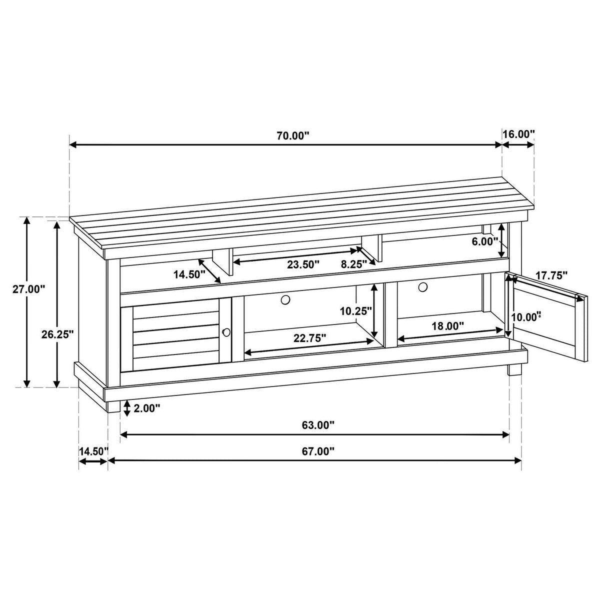 710063 Payne 70-inch TV Stand Media Console Java