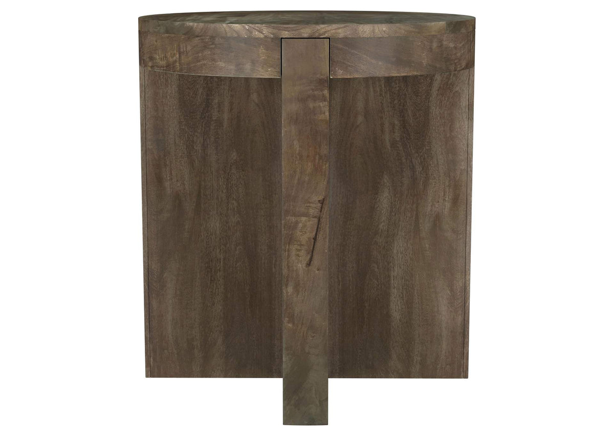 710137 Kinkaid Round Solid Mango Wood End Table Brown