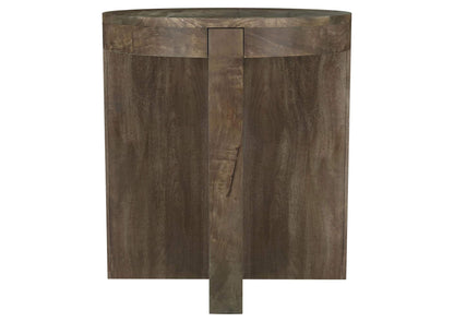 710137 Kinkaid Round Solid Mango Wood End Table Brown
