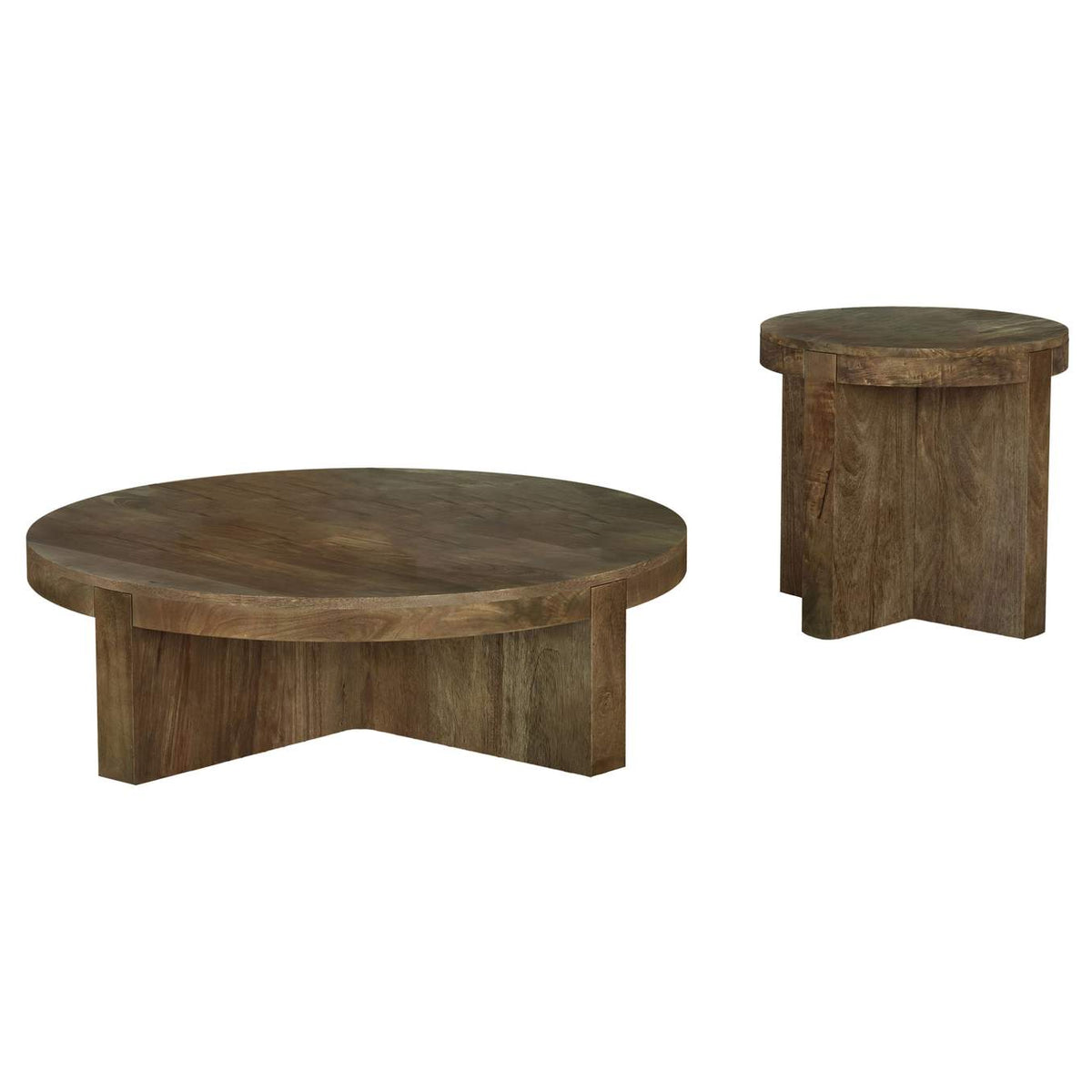 710138-S2 Kinkaid 2-piece Solid Wood Coffee and End Table Set Brown