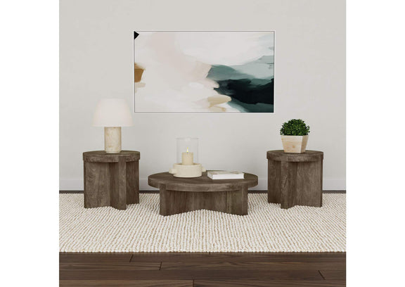 710138-S3 Kinkaid 3-piece Solid Wood Coffee and End Table Set Brown