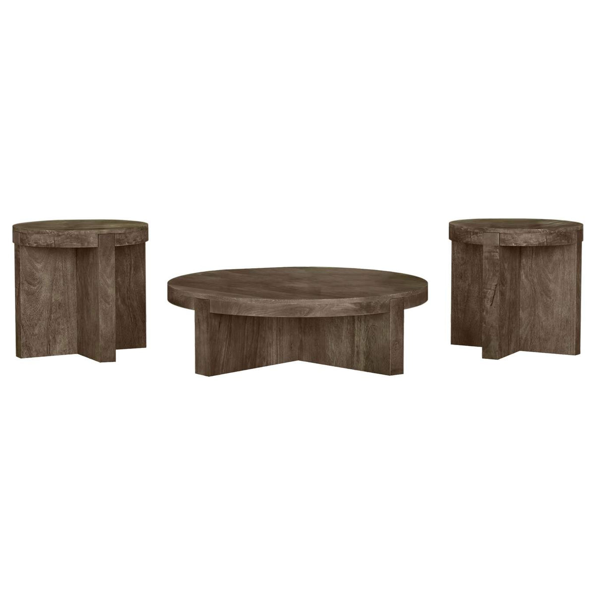 710138-S3 Kinkaid 3-piece Solid Wood Coffee and End Table Set Brown