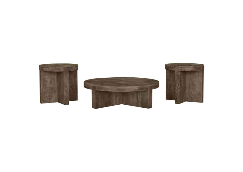 710138-S3 Kinkaid 3-piece Solid Wood Coffee and End Table Set Brown
