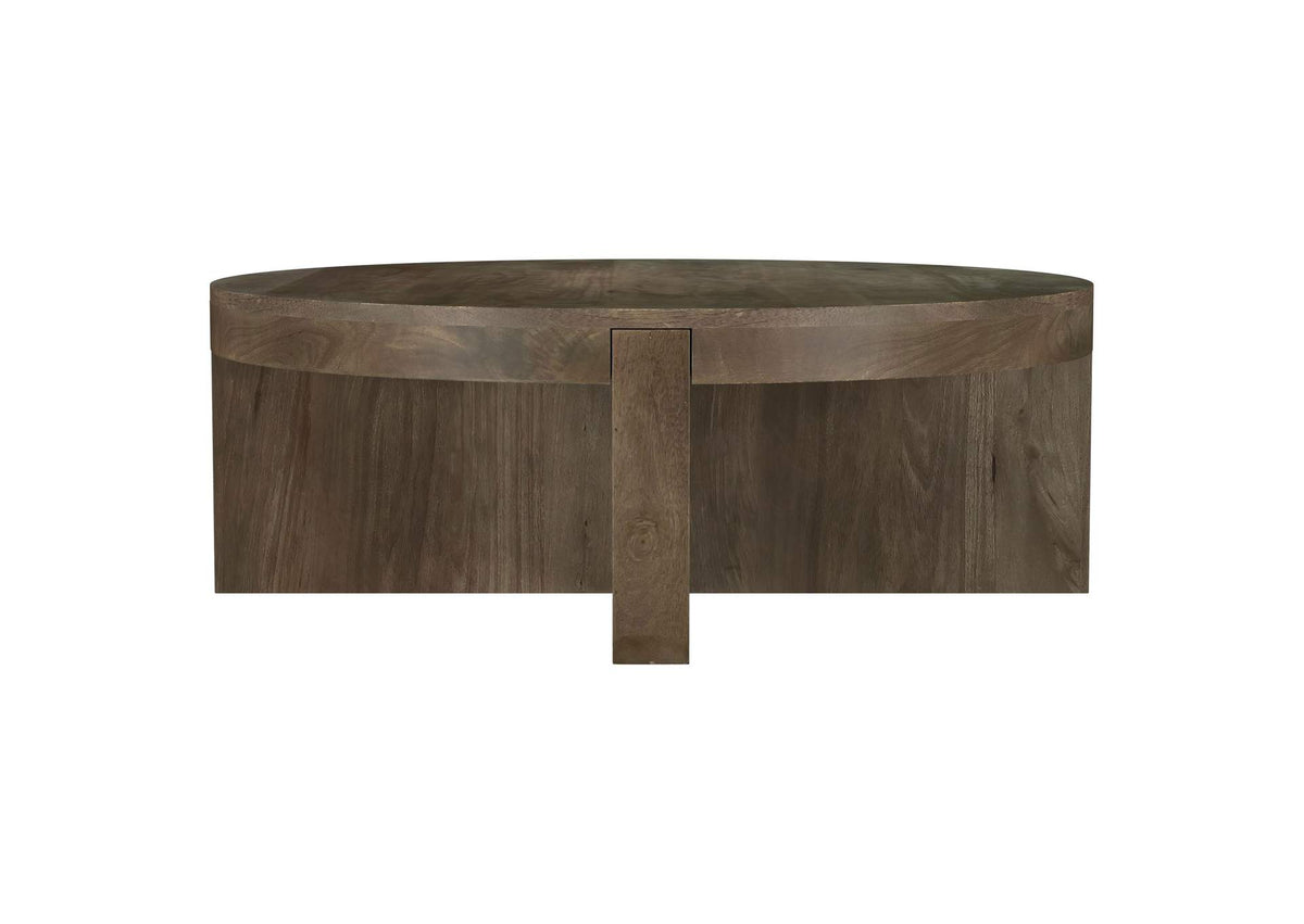 710138 Kinkaid Round Solid Mango Wood Coffee Table Brown