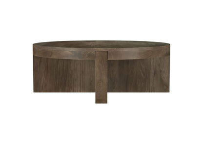 710138 Kinkaid Round Solid Mango Wood Coffee Table Brown