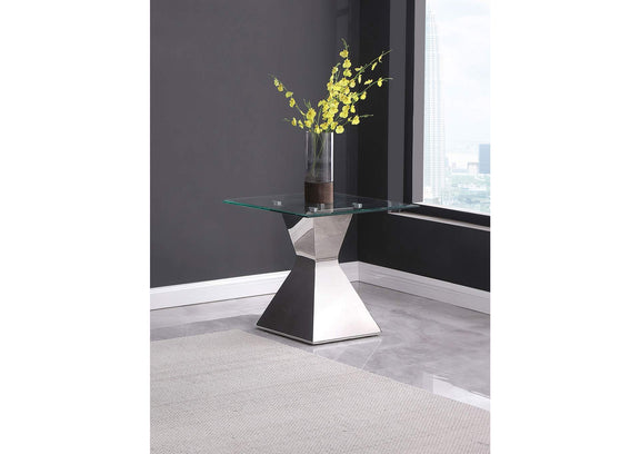 710207 Jenny Glass Top Stainless Steel Side End Table Chrome