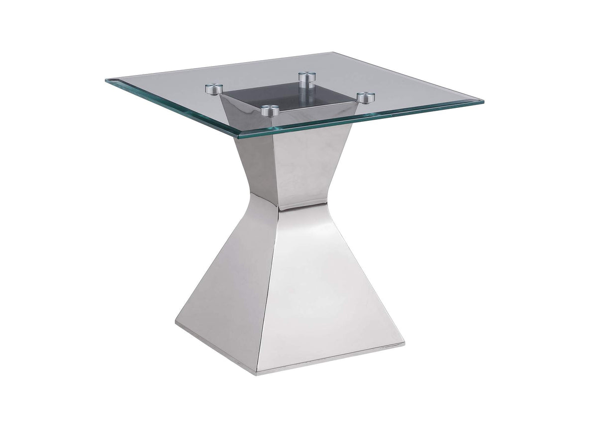710207 Jenny Glass Top Stainless Steel Side End Table Chrome