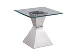 710207 Jenny Glass Top Stainless Steel Side End Table Chrome