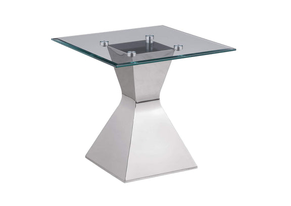 710207 Jenny Glass Top Stainless Steel Side End Table Chrome