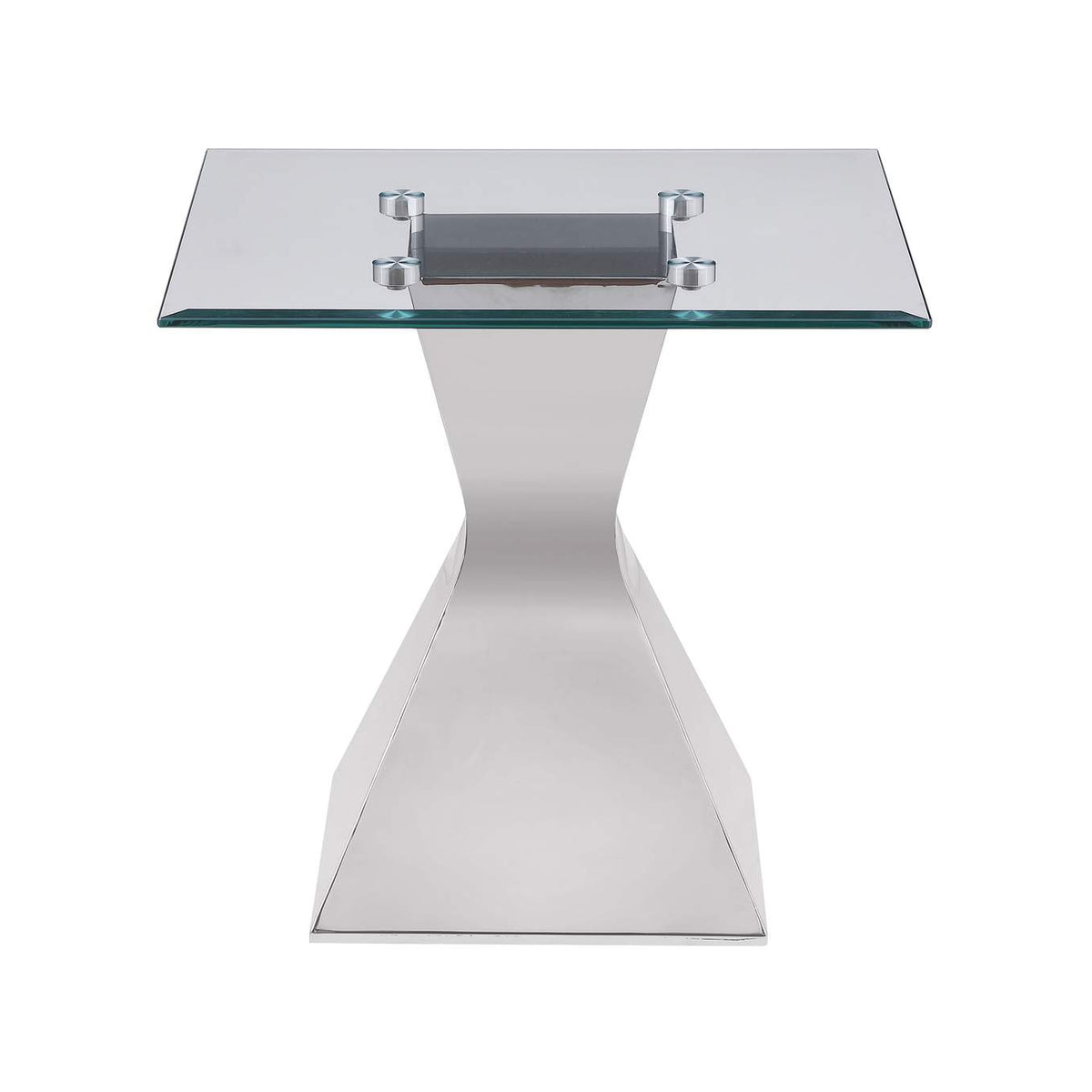 710207 Jenny Glass Top Stainless Steel Side End Table Chrome