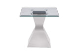 710207 Jenny Glass Top Stainless Steel Side End Table Chrome