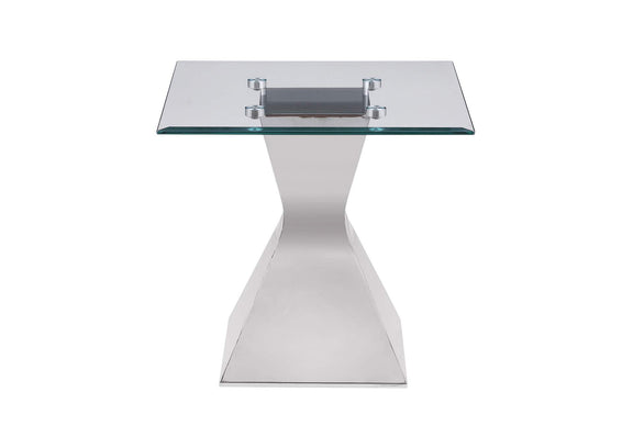 710207 Jenny Glass Top Stainless Steel Side End Table Chrome