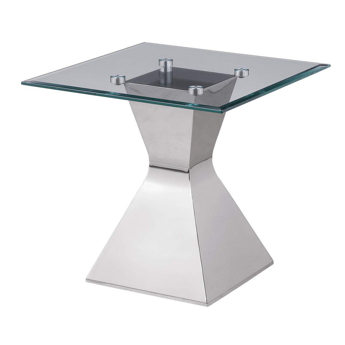 710207 Jenny Glass Top Stainless Steel Side End Table Chrome