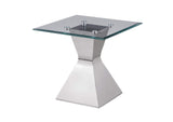 710207 Jenny Glass Top Stainless Steel Side End Table Chrome