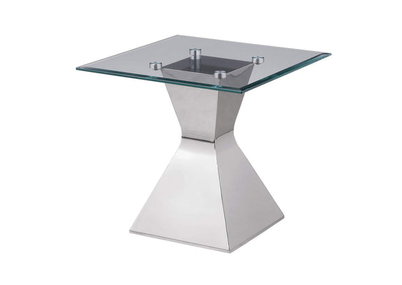 710207 Jenny Glass Top Stainless Steel Side End Table Chrome