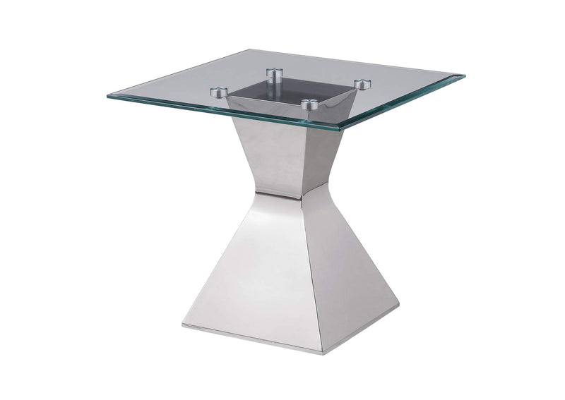 710207 Jenny Glass Top Stainless Steel Side End Table Chrome