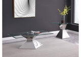710207 Jenny Glass Top Stainless Steel Side End Table Chrome