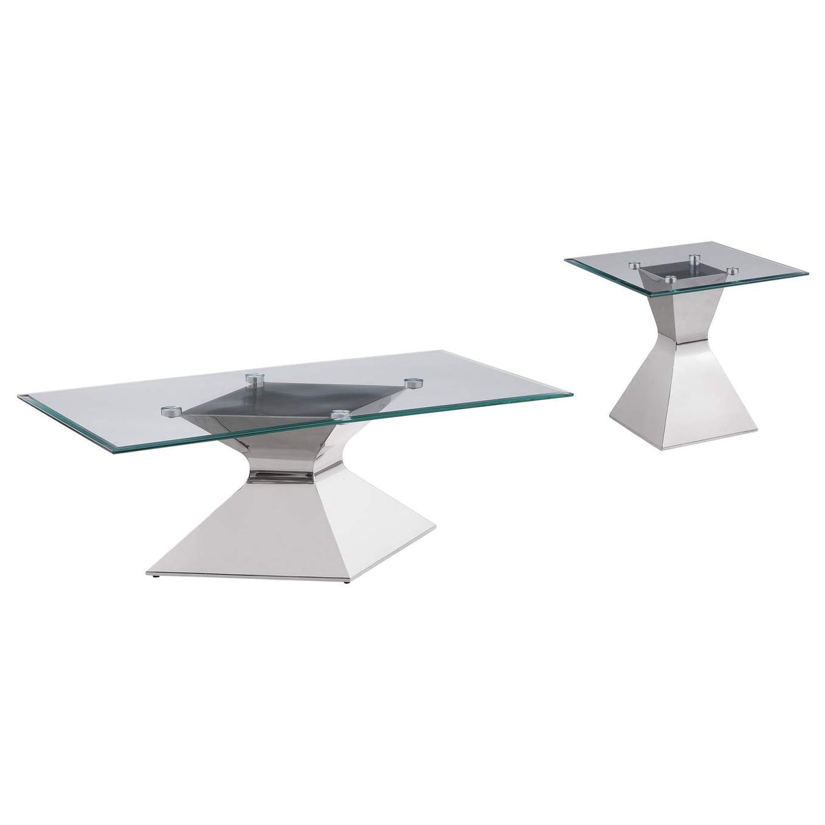 710208-S2 Jenny 2-piece Rectangular Coffee and End Table Set Chrome