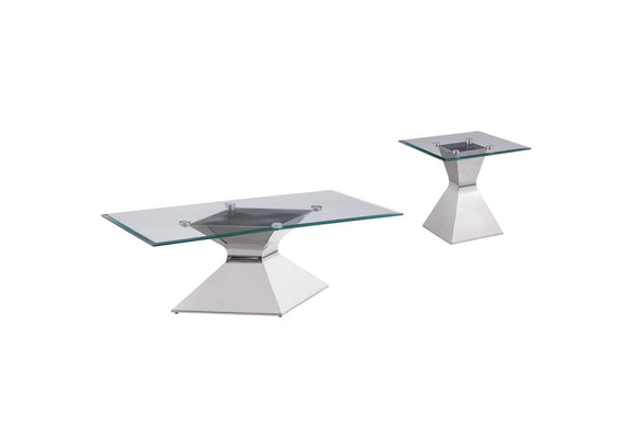 710208-S2 Jenny 2-piece Rectangular Coffee and End Table Set Chrome