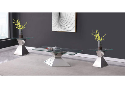710208-S3 Jenny 3-piece Rectangular Coffee and End Table Set Chrome