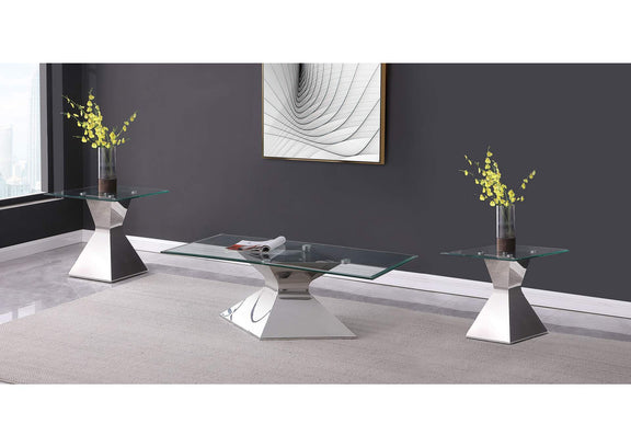 710208-S3 Jenny 3-piece Rectangular Coffee and End Table Set Chrome