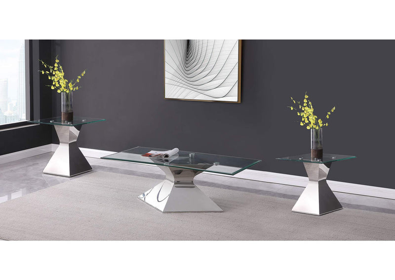 710208-S3 Jenny 3-piece Rectangular Coffee and End Table Set Chrome