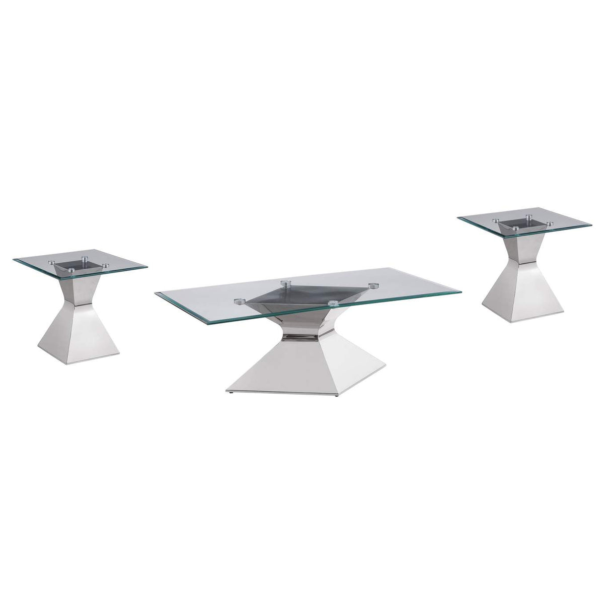 710208-S3 Jenny 3-piece Rectangular Coffee and End Table Set Chrome