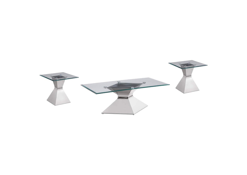 710208-S3 Jenny 3-piece Rectangular Coffee and End Table Set Chrome