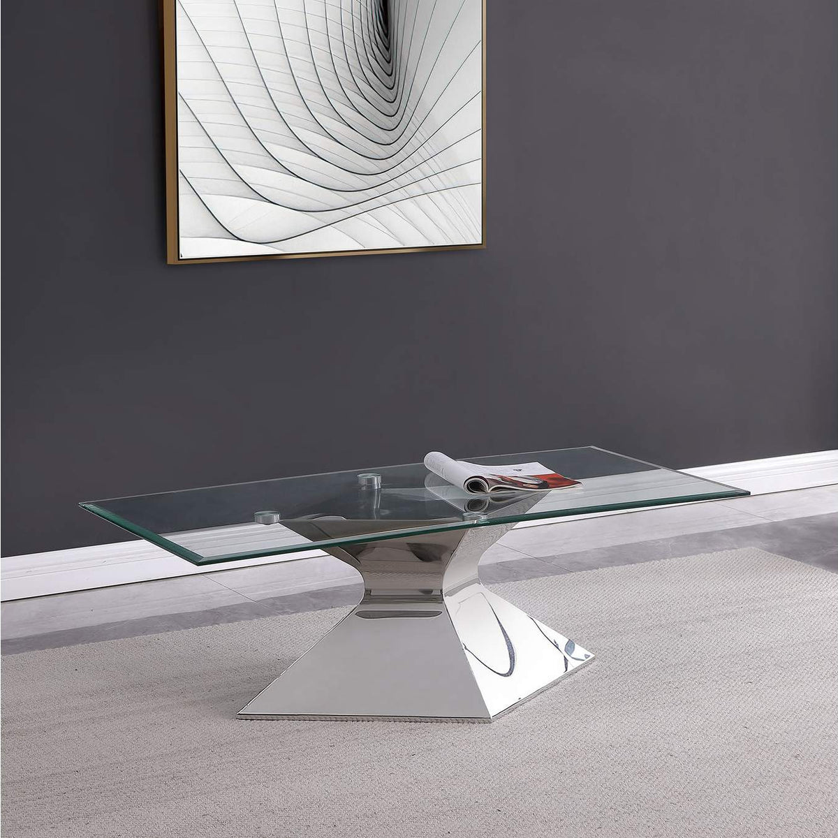 710208 Jenny Glass Top Stainless Steel Coffee Table Chrome