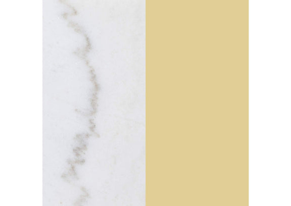 710338 Jonelle Round Glass Top Coffee Table White Marble Shelf Gold