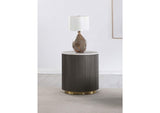 710417 Jason Round White Marble Top Side End Table Charcoal