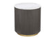 710417 Jason Round White Marble Top Side End Table Charcoal