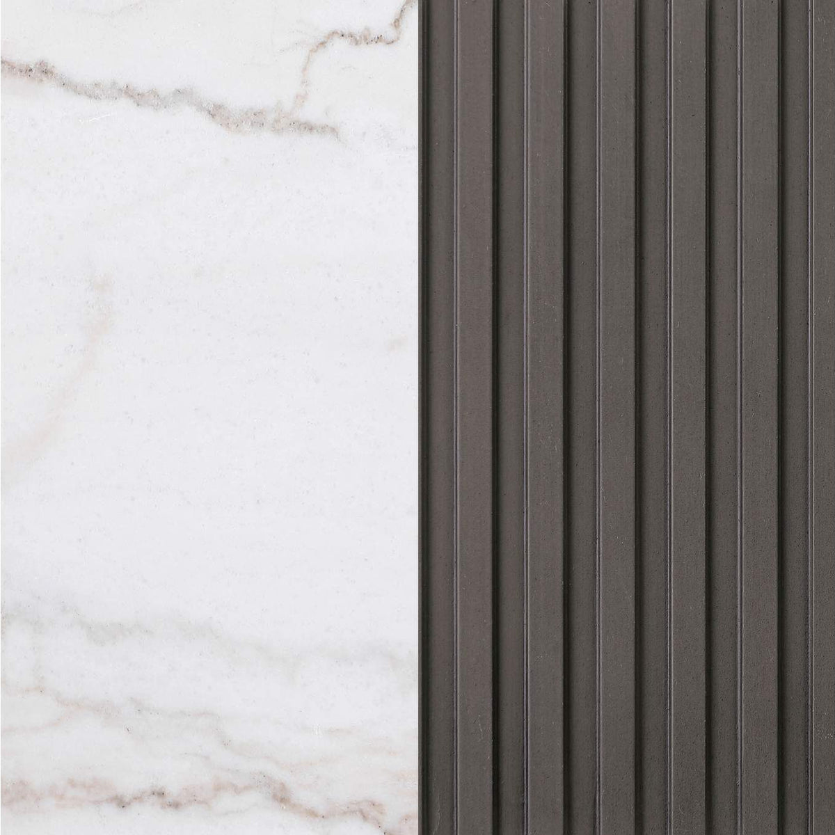 710417 Jason Round White Marble Top Side End Table Charcoal