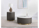710418-S2 Jason 2-piece Round White Marble Coffee Table Set Charcoal