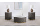 710418-S3 Jason 3-piece Round White Marble Coffee Table Set Charcoal