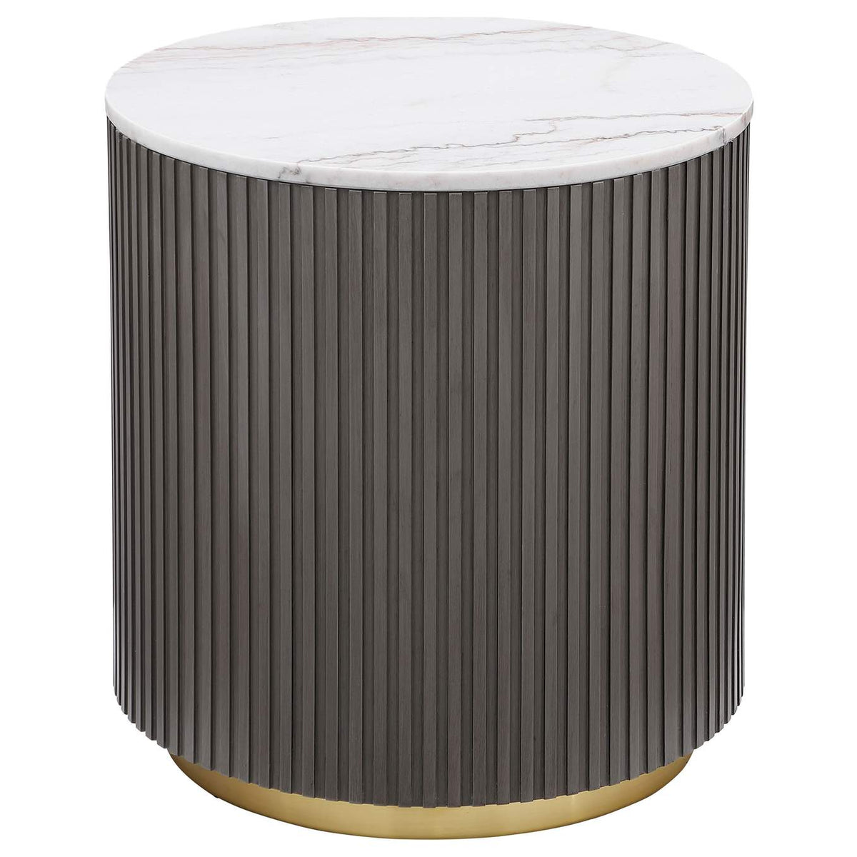 710418-S3 Jason 3-piece Round White Marble Coffee Table Set Charcoal