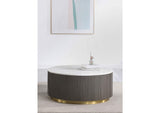 710418 Jason Round White Marble Top Coffee Table Charcoal