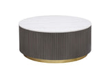 710418 Jason Round White Marble Top Coffee Table Charcoal
