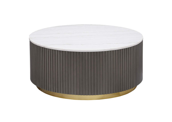 710418 Jason Round White Marble Top Coffee Table Charcoal