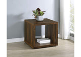 710507 Frisco Square Engineered Wood Side End Table Dark Pine