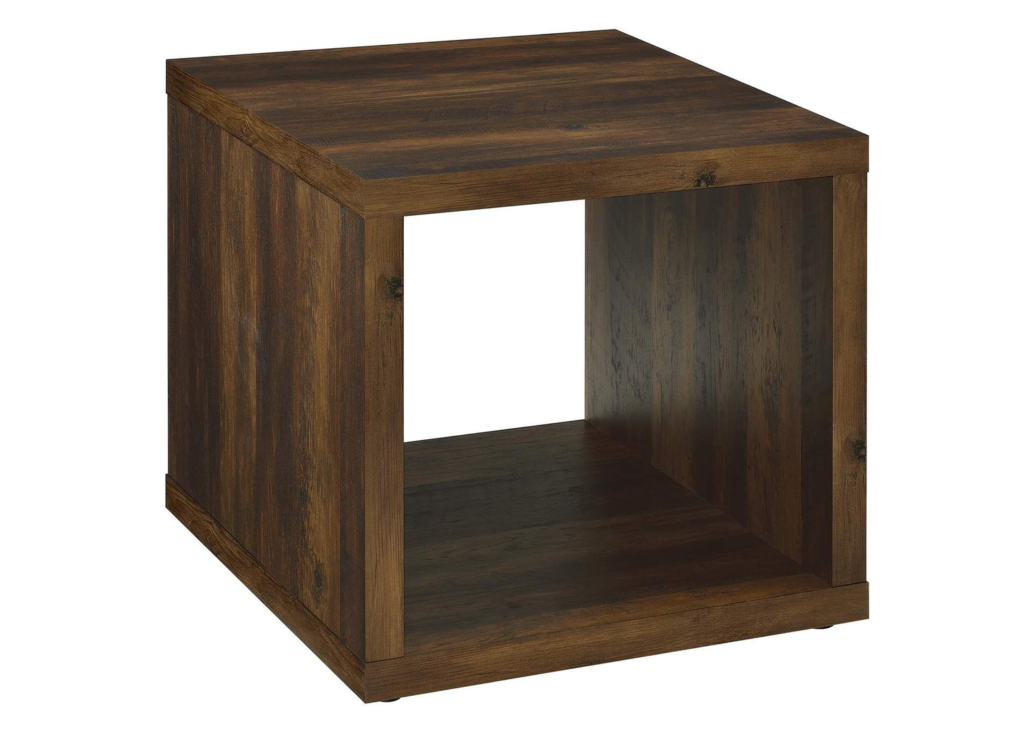 710507 Frisco Square Engineered Wood Side End Table Dark Pine