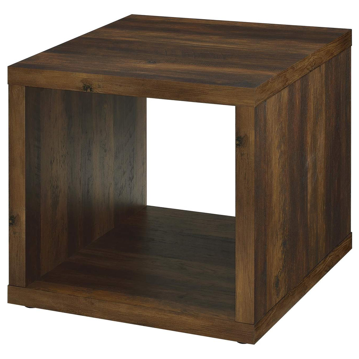 710507 Frisco Square Engineered Wood Side End Table Dark Pine
