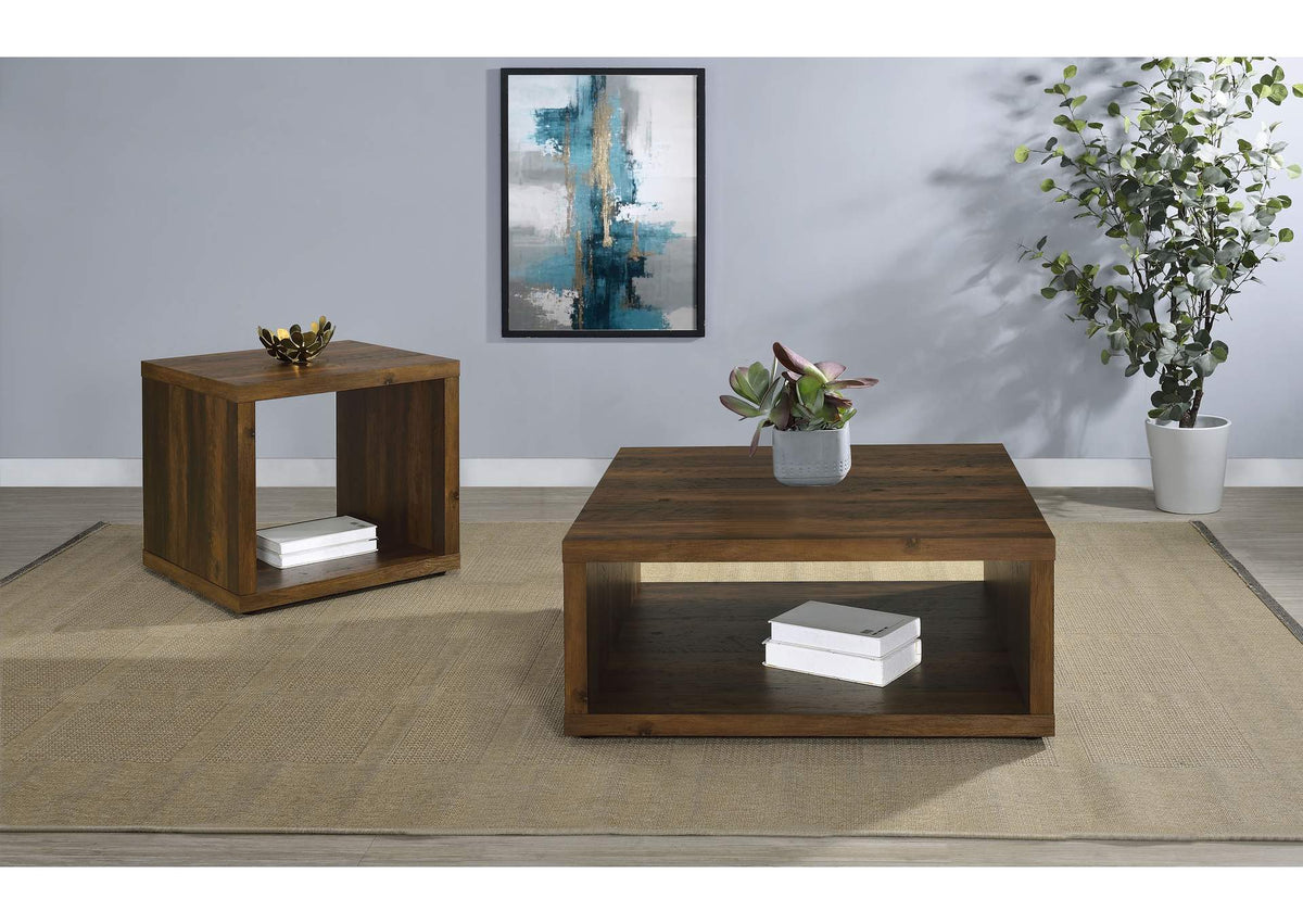 710508-S2 Frisco 2-piece Coffee and End Table Set Dark Pine