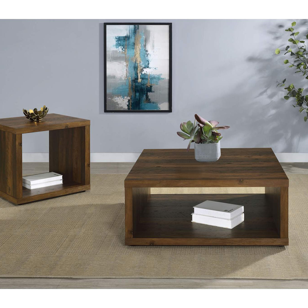 710508 Frisco Square Engineered Wood Coffee Table Dark Pine