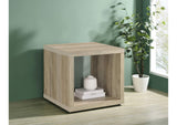 710517 Frisco Square Engineered Wood Side End Table Distressed Pine