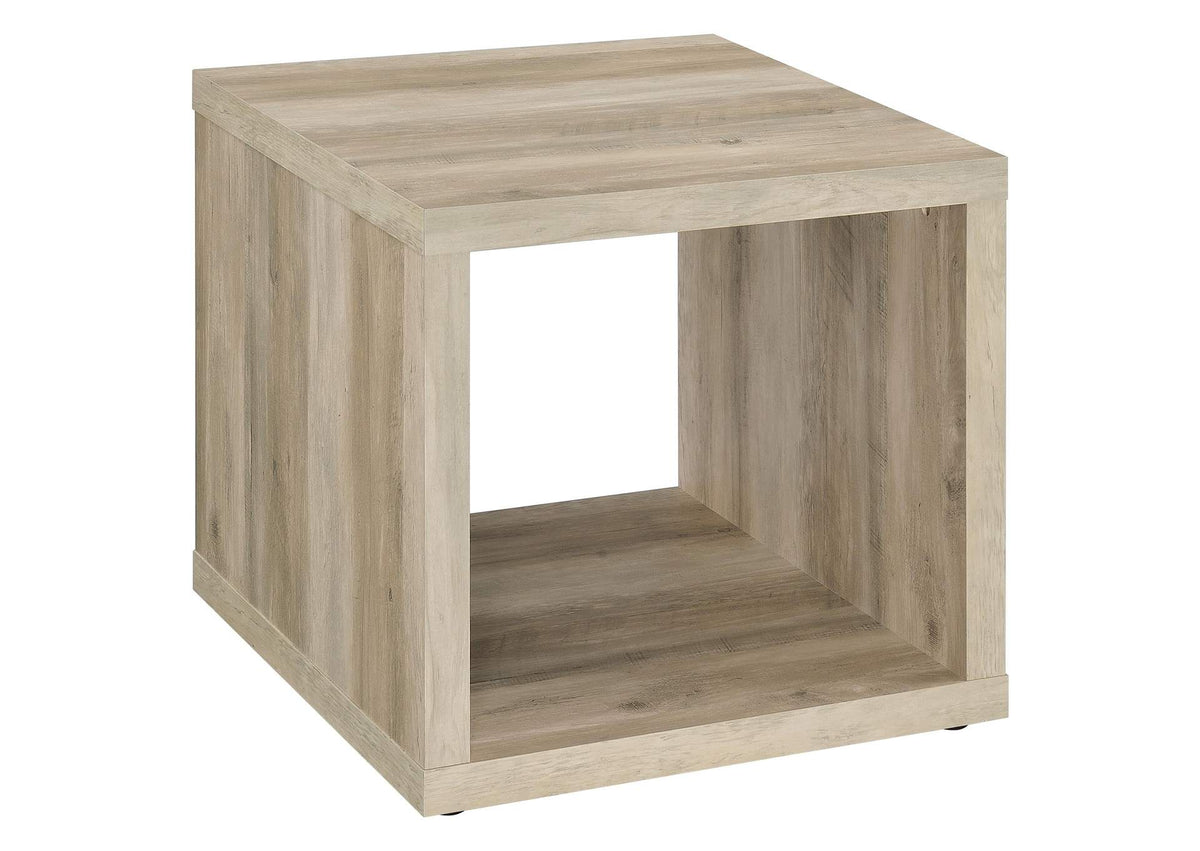 710517 Frisco Square Engineered Wood Side End Table Distressed Pine
