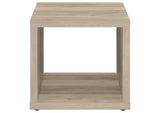 710517 Frisco Square Engineered Wood Side End Table Distressed Pine