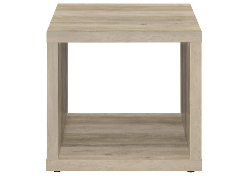 710517 Frisco Square Engineered Wood Side End Table Distressed Pine