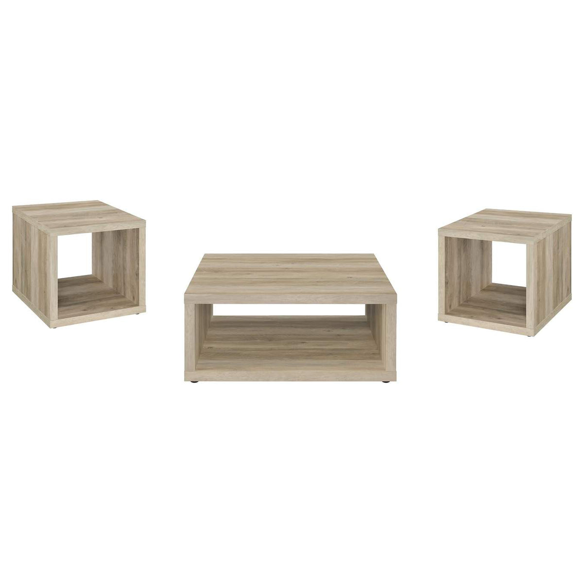 710518-S3 Frisco 3-piece Coffee and End Table Set Distressed Pine